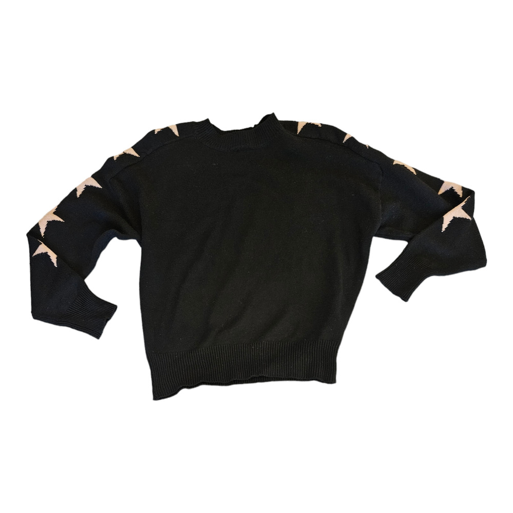 Sweet Romeo XS Black Long Sleeve Pullover Star Sweater